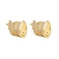 Macro view of gold-plated star ear cuff with sparkling zircon inlay on white backdrop - Star Full Zircon Style (Gold 011)