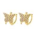 Detailed view of butterfly ear cuffs with gold plating and sparkling cubic zirconia crystals - Butterfly Full Zircon Style (Gold 012)