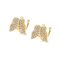 Detail view of gold-plated butterfly ear cuffs with micro-paved white cubic zirconia - Butterfly Wing Style (Gold 014)