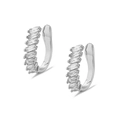Close-up of baguette-cut zircon ear cuffs with polished silver finish and micro-inlays - Baguette Zircon Row Style (Platinum 008)