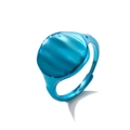 Detail of blue electroplated ring featuring an irregular wavy texture and open band design - Electric Blue (Style 5)