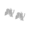 Macro shot of silver butterfly ear cuffs featuring pavé-set shimmering zircon stones - Elegant Butterfly Style (Platinum 014)