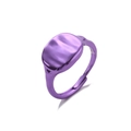 Macro shot of purple plated ring with modern wavy texture and adjustable open band - Purple (Style 8)