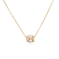 Detailed macro of golden evil eye cylinder pendant with pink enamel and zircons - Pink