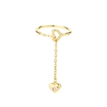 Detail van gouden hart kettingring met micro-pave zirkonia steen voor een luxe uitstraling - Goud Hart