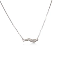 Exquisite silver necklace with a curved chili-shaped pendant and micro-set cubic zirconia - Platinum White Zirconia