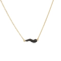 Detailed macro view of gold chain with curved wave pendant micro-paved in black stones - Two-tone Black Zircon
