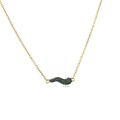 Detailed close-up of lucky chili pendant with green cubic zirconia and gold chain - Two-tone with Green Zircon