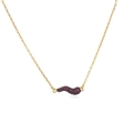 Elegant gold necklace with wave pendant featuring pavé-set purple cubic zirconia stones - Two-tone with Rose Red Zircon
