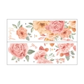 Detailansicht der Aquarell-Pfingstrosen-Wandsticker mit grünen Blättern und Blumenkunst - Aquarell Floral Stil (MG9113)
