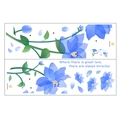 Detailansicht der blauen Aquarell-Blumenwandaufkleber mit inspirierendem Zitat - Großes Layout-Stil