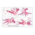 Detail view of pink gradient ballet girl wall stickers with floral and music note accents - 30*90cm*2pcs