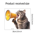 Detail of creative cat and yellow loudspeaker wall sticker showing dimensions 31x38cm - 31*38cm/MG-F093UV