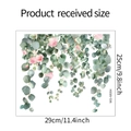 Detalle de pegatina de pared con rosa rosa y eucalipto con dimensiones de 29x25 cm - 25*29cm