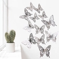 Detailopname van 3D vlinder muurstickers met zilveren metallic afwerking en hol uitgesneden decor - Zilver