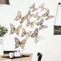3D hollow champagne gold butterfly wall stickers with intricate metallic patterns - Champagne