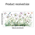 Detail view showing dimensions of floral wall stickers with butterflies and grass - 30*58cm(HY-B054UV)