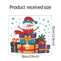 Detaillierte Größentabelle für Weihnachts-Schneemann-Wandaufkleber mit Geschenken - UV Statisch Schneemann Geschenkbox (HY-F233) / 35x38cm