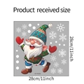 Detailansicht der 28cm Weihnachtsgnom-Wandtattoo mit Schneeflocken und Maßangaben - Springender Weihnachtswichtel (HY-F235)