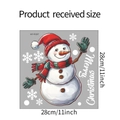 Detailansicht des 28x28cm Schneemann Weihnachts-Wandstickers mit Merry Christmas Text - HY-F237 UV Statisch / 28cm x 28cm