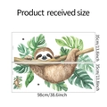 Watercolor sloth wall sticker layout dimensions showing two sheets and assembly size - Sloth And Tropical Leaves Style (HY-L007)