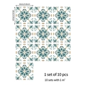 Dettaglio del set da 10 adesivi per piastrelle blu con motivi floreali e misure 10x10cm - 10cmx10cm Stile Mandala Floreale (HY-CZ004)