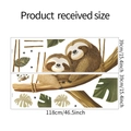 Detailed dimensions of cartoon sloth wall stickers with tropical leaves for room decor - Cartoon Sloth Style (HY-L008)