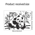 Detailed dimensions of panda wall stickers showing two sheets of 35x98cm for home decor - Panda and Bamboo Style