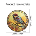 Detalle del adhesivo de pared de pájaro colorido en ramas con medida de 28cm de diámetro - Pájaro de Vidriera (HY-F253) / 28*28cm