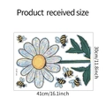 Adesivo murale laser iridescente con margherite e api misura 41cm per 30cm - 30*41cm (HY-J012 Laser UV)