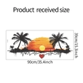 Afmetingen van muursticker met strandzonsondergang en palmbomen met hartslaglijn decor - Zonsondergang Strand (HY-H003)