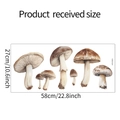 Detailed sheet dimensions showing six watercolor mushroom wall stickers in earthy tones - 27*58cm (HY-F251uv Static)