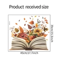 Dimensiones del adhesivo de pared 45x39cm con flores de otoño y hojas de arce sobre libros - 39*45cm/HY-F256