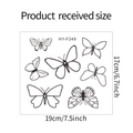 Detailed size chart showing butterfly wall stickers measuring 19cm by 17cm - 17*19cm Butterfly Sketch Style (HY-F249uv全透)