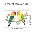 Detail view of colorful lovebirds wall sticker showing product dimensions 29cm by 20cm - 20*29cm (HY-F248)