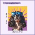 Dettaglio adesivo murale cane con dimensioni 44 x 35 cm in colori vivaci e moderni - Cane a Pelo Riccio con Occhiali (HY-F279) / 35*44cm