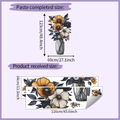 Dimensiones y diseño del vinilo decorativo con flores azules y flores naranjas - 34*116cm(HY-L026)