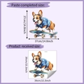 Dettagli dell'adesivo murale corgi su skateboard con dimensioni 37x37cm e 39x39cm - 39x39CM