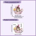 Detail showing cartoon cat in bathtub wall sticker with dimensions and application effect - 29x29cm (HY-F278)