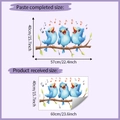 Detailed size comparison for bird on branch wall stickers with 40x57cm finish dimensions - 40x60cm
