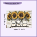 Detail showing 44x30cm sunflower wall stickers in glass jars on vintage wood background - Sunflower Mason Jar (HY-F280)