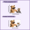 Detailed size guide for cat and dog eating pizza wall sticker with specific dimensions - Standard Style (HY-F275)