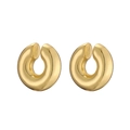 Boucles d'oreilles créoles dorées en forme de C avec finition miroir polie minimaliste - Forme C Lisse / Or
