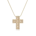 Luxuriöse vergoldete doppellagige Kreuz-Halskette mit funkelnden weißen Zirkonia-Steinen - Gold Weißer Zirkonia