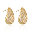 Elegante goldene Tropfen-Ohrstecker mit funkelnden Zirkonia-Steinen besetzt - Gold Große Größe (1 Paar) / Gold Weißer Zirkonia