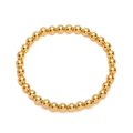 Elegante juego de 7 pulseras minimalistas de cuentas doradas con perlas redondas pulidas - Pulsera de 6mm / Dorado