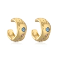 Orecchini dorati martellati irregolari con pietre preziose blu e color champagne - Ear Cuff con Zirconia Multicolor / Oro
