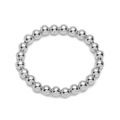 Primer plano de cuentas plateadas pulidas y acabado de espejo liso en la pulsera fina - Pulsera de 8mm / Oro blanco