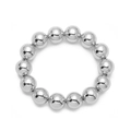 Detalle macro de la pulsera de cuentas plateadas pulidas con superficie de acabado espejo - Pulsera de 14mm / Oro blanco