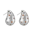 Détail de boucles d'oreilles gouttes argentées avec cristaux colorés et fini poli - Argent Zirconia Coloré